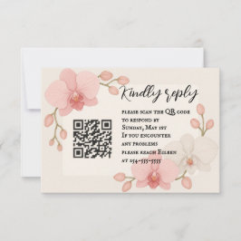 Enchanted Orchid QR Code RSVP Card Kaartje