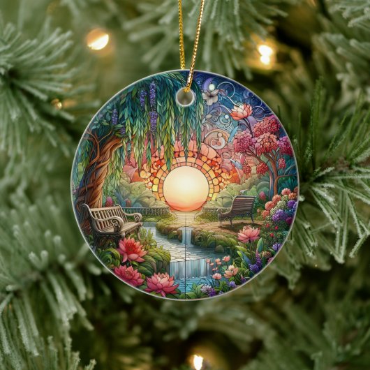 Enchanted Park Glas in lood Mozaïek Keramisch Ornament (Boom)
