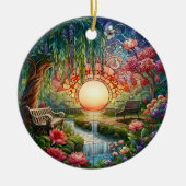 Enchanted Park Glas in lood Mozaïek Keramisch Ornament (Voorkant)