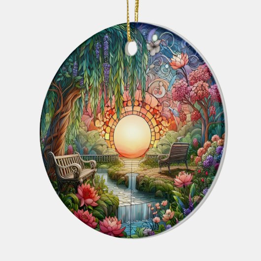 Enchanted Park Glas in lood Mozaïek Keramisch Ornament (Links)