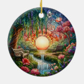 Enchanted Park Glas in lood Mozaïek Keramisch Ornament (Achterkant)