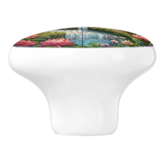 Enchanted Park Glas in lood Mozaïek Keramische Knop (Zijkant)