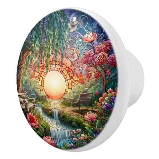 Enchanted Park Glas in lood Mozaïek Keramische Knop (Rechts)