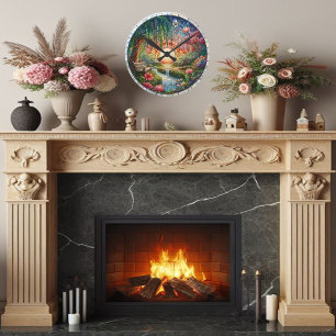 Enchanted Park Glas in lood Mozaïek Ronde Klok