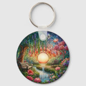 Enchanted Park Glas in lood Mozaïek Sleutelhanger (Voorkant)