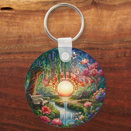 Enchanted Park Glas in lood Mozaïek Sleutelhanger (Achterkant)