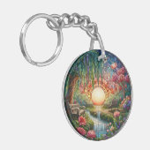 Enchanted Park Glas in lood Mozaïek Sleutelhanger (Voorkant Links)