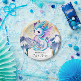 Enchanted Pastel Dragon Baby shower Papieren Bordje