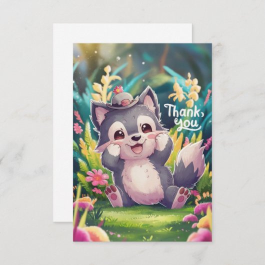 Enchanted Pastel Wolf Bedankkaart (Voorkant / Achterkant)