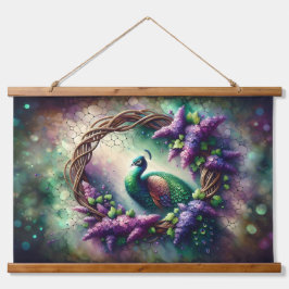 Enchanted Peacock Floral Wreath Hangend Wandkleed