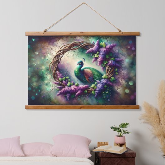 Enchanted Peacock Floral Wreath Hangend Wandkleed (Slaapkamer)