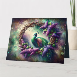 Enchanted Peacock Floral Wreath Kaart