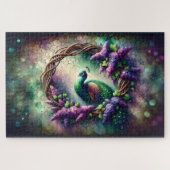 Enchanted Peacock Floral Wreath Legpuzzel (Horizontaal)