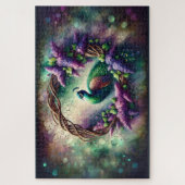 Enchanted Peacock Floral Wreath Legpuzzel (Verticaal)