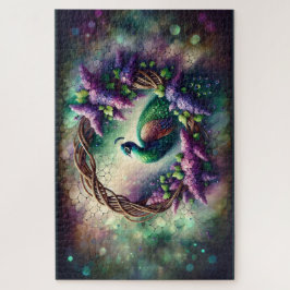 Enchanted Peacock Floral Wreath Legpuzzel