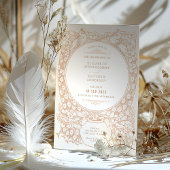 Enchanted Peacock Outline bruiloft uitnodiging