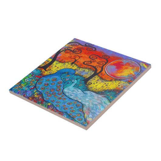 Enchanted Peacocks Art Tile Tegeltje (Zijkant)