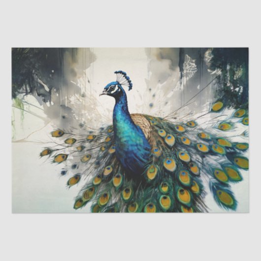 Enchanted Peacock's Grace - decoupage - Tissuepapier (Voorkant)