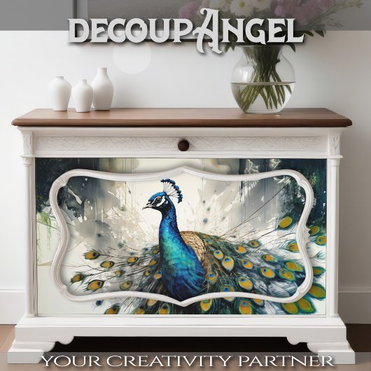 Enchanted Peacock's Grace - decoupage - Tissuepapier