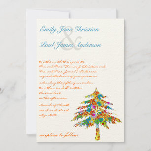 Enchanted Pine Tree Forest Wedding Kaart