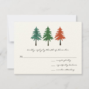 Enchanted Pine Tree Forest Wedding RSVP Kaartje