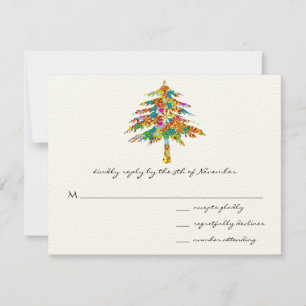 Enchanted Pine Tree Forest Wedding RSVP Kaartje
