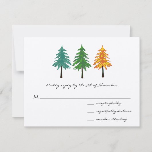 Enchanted Pine Tree Forest Wedding RSVP Kaartje (Voorkant)