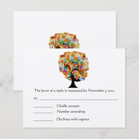 Enchanted Pine Tree Forest Wedding RSVP Kaartje (Voorkant / Achterkant)