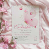 Enchanted Pink Butterfly Baby shower Kaart