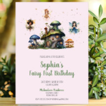 Enchanted Pink Fairy Eerste Verjaardag Paddenstoel