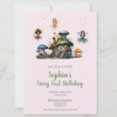 Enchanted Pink Fairy Eerste Verjaardag Paddenstoel Kaart