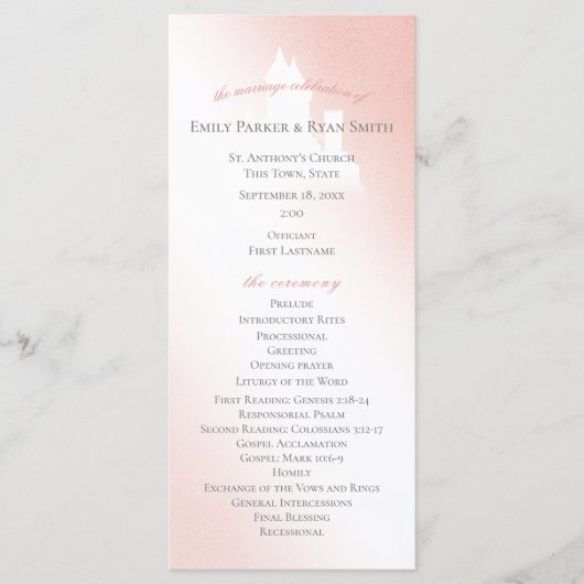 Enchanted Pink Fairy Tale Castle Huwelijksprogramm Programmakaart (Voorkant)