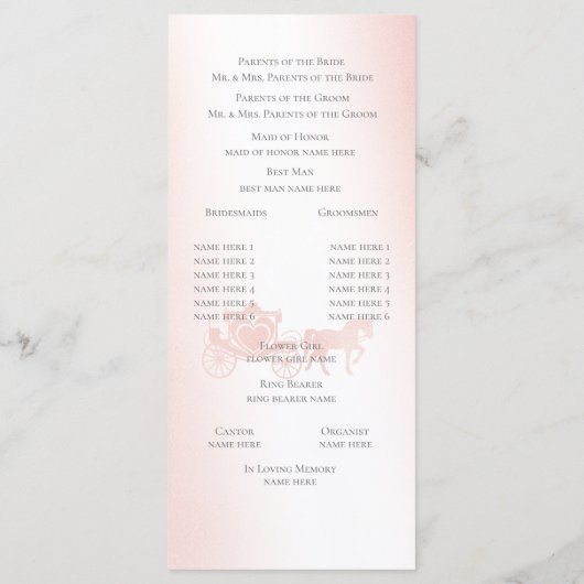Enchanted Pink Fairy Tale Wedding Programme Programmakaart (Achterkant)