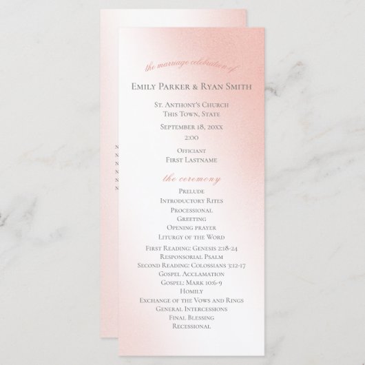 Enchanted Pink Fairy Tale Wedding Programme Programmakaart (Voorkant / Achterkant)