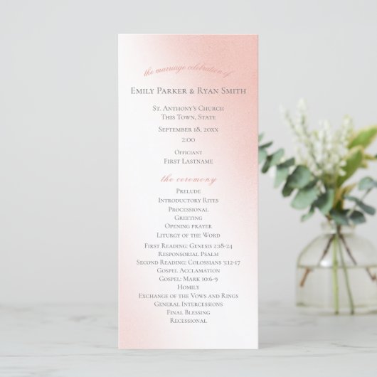 Enchanted Pink Fairy Tale Wedding Programme Programmakaart (Staand voorkant)