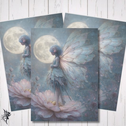 Enchanted Pink Fairy Watercolor Fantasy Decoupage Tissuepapier