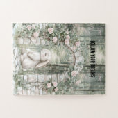 Enchanted Pink Floral Garden Bunny Legpuzzel (Horizontaal)