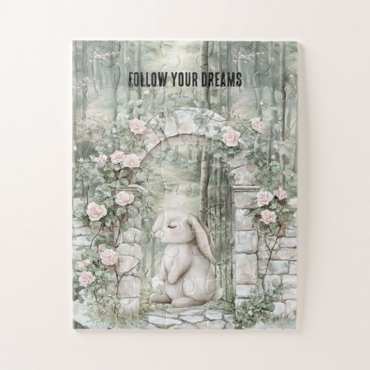 Enchanted Pink Floral Garden Bunny Legpuzzel (Verticaal)