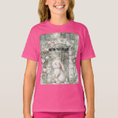 Enchanted Pink Floral Garden Bunny T-shirt (Voorkant)