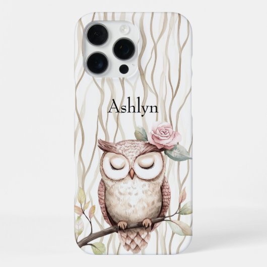Enchanted Pink Flower Owl iPhone Hoesje (Achterkant)