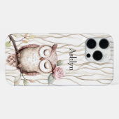 Enchanted Pink Flower Owl iPhone Hoesje (Achterkant horizontaal)