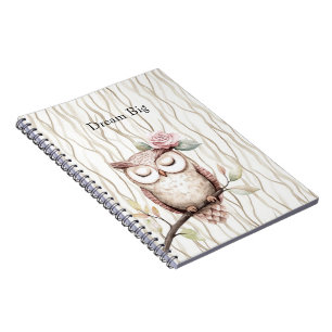 Enchanted Pink Flower Owl Notitieboek