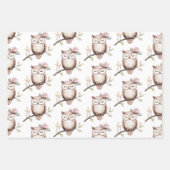 Enchanted Pink Flower Uil Verjaardag Inpakpapier Vel (Voorkant 2)