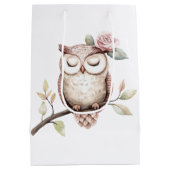 Enchanted Pink Flower Uil Verjaardag Medium Cadeauzakje (Achterkant)