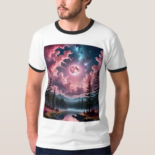 Enchanted Pink Moon Forest Tshirt Design (Voorkant)