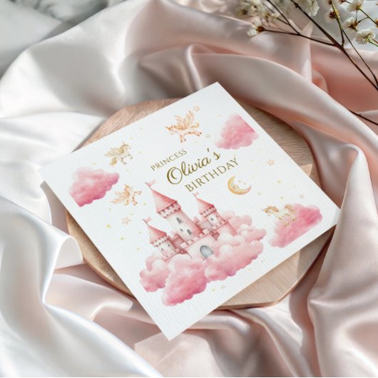 Enchanted Pink Princess Girl Birthday Servet