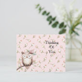 Enchanted Pink Roses Bloemenuil Denken aan jou Briefkaart (Staand voorkant)