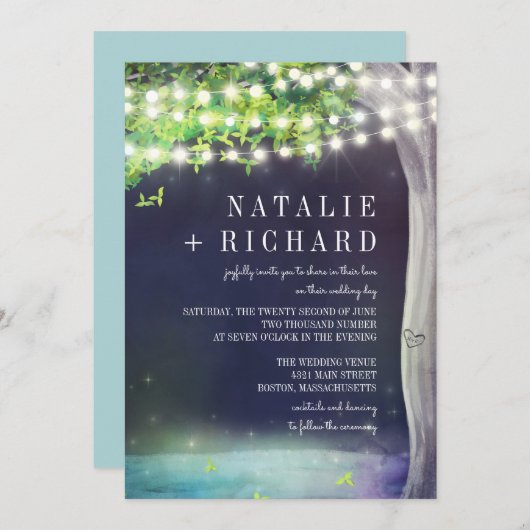 Enchanted Pond Evening Wedding Kaart (Voorkant / Achterkant)