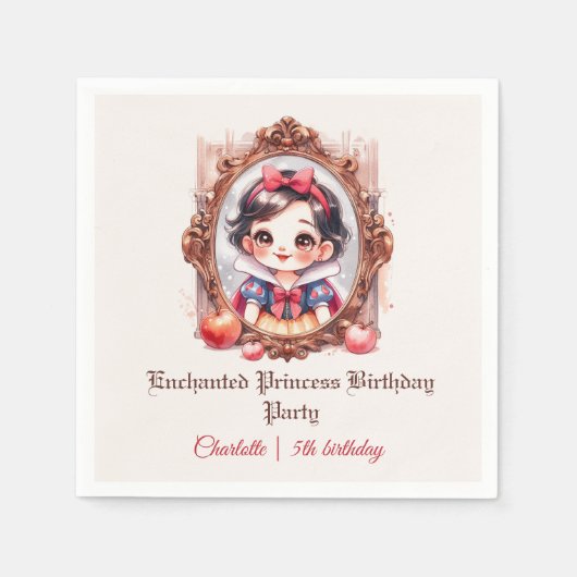 Enchanted Princess Birthday Invitation Snow White Servet (Voorkant)