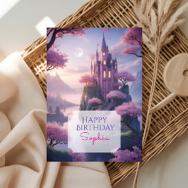 Enchanted Princess Castle Birthday Greeting Kaart